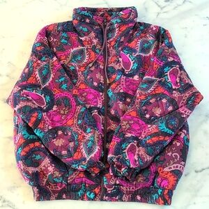 NWOT. VTG Robert Stock Silk Paisley Highneck Quilted Jacket w/Side/Inside Pocket